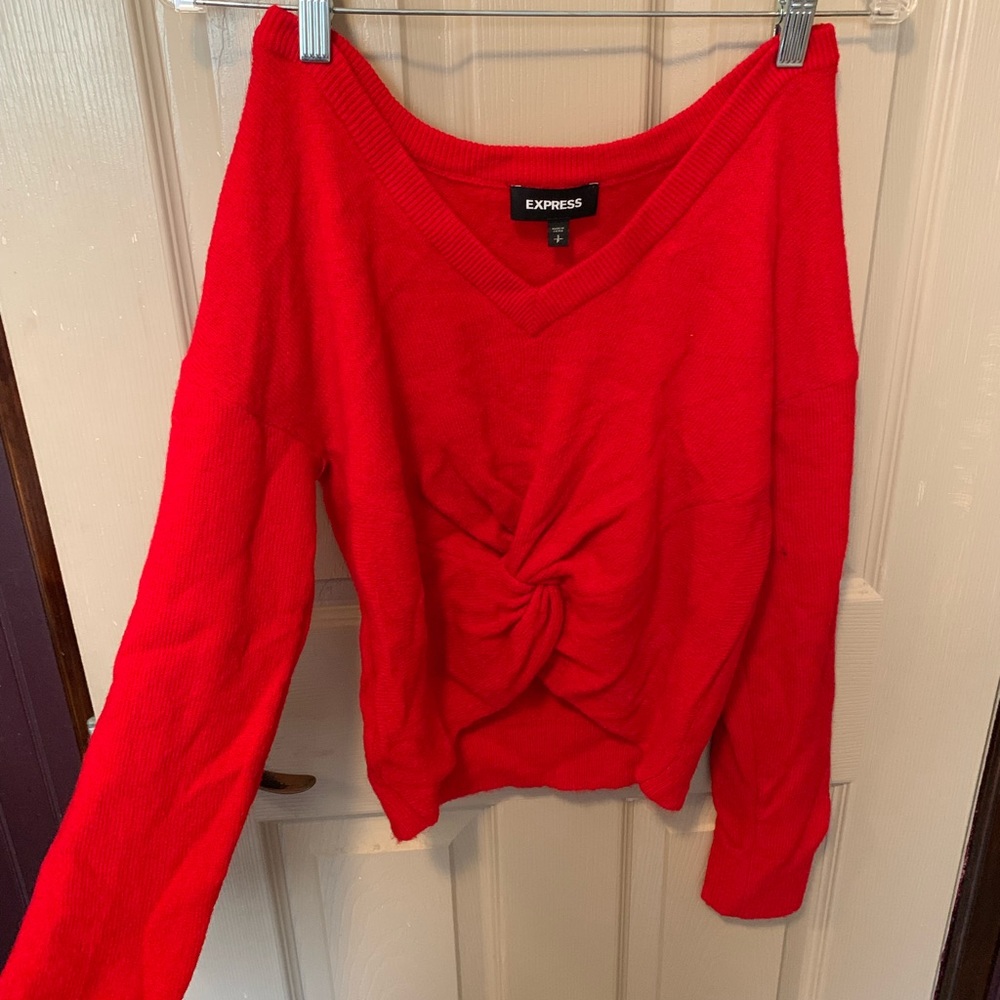 Tied front sweater.